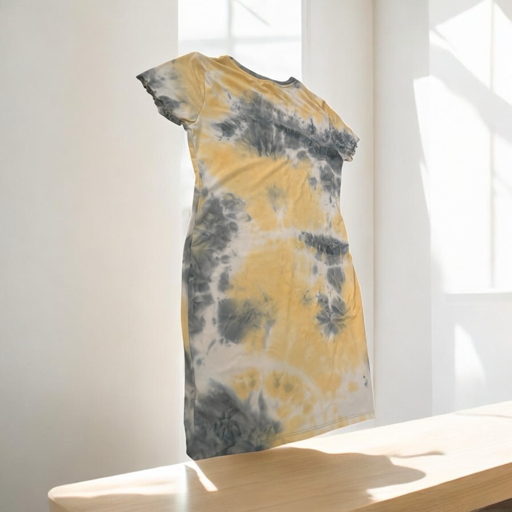 Yellow and Gray Tie-Dye Dress